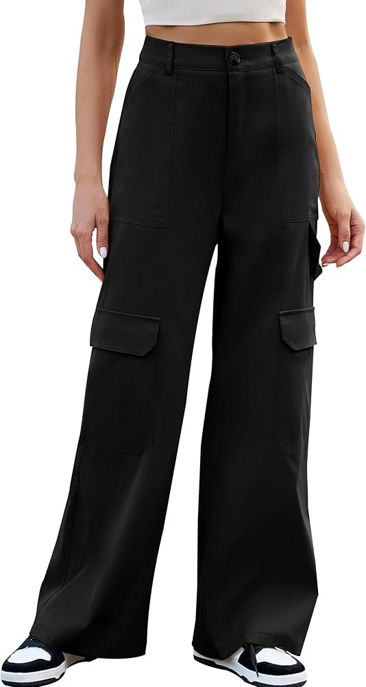 Blooming Jelly Women High Waisted Cargo Pants Wide Leg Baggy Waistband Y2k Pants with Multiple Po... | Amazon (US)
