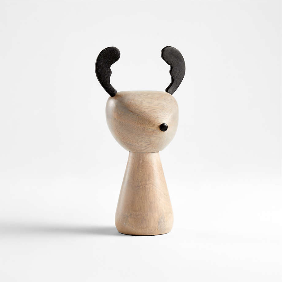 Holiday Wooden Reindeer Decoration 8" | Crate & Barrel
