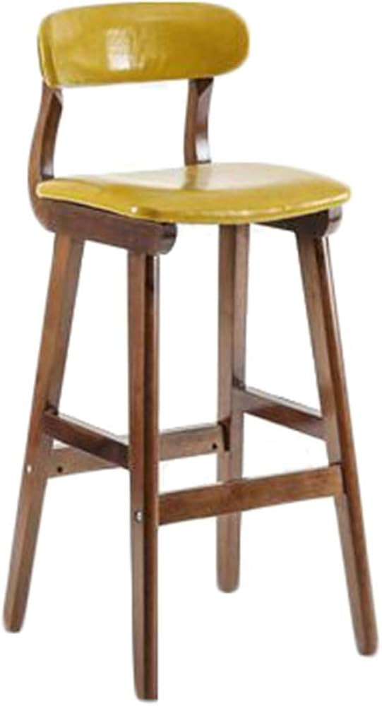 Bar Stool, Vintage Solid Wood Bar Chair with Backrest and Footrest PU Cushion High Chair, Counter... | Amazon (US)