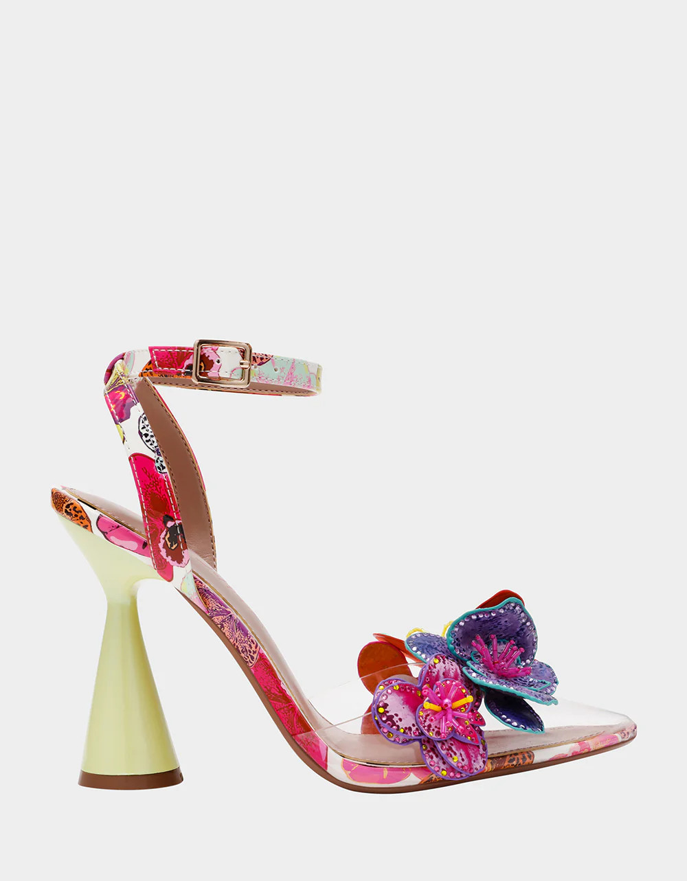 CHELSIE WHITE MULTI Women's Floral Butterfly Rhinestone Pump Heel | Betsey Johnson