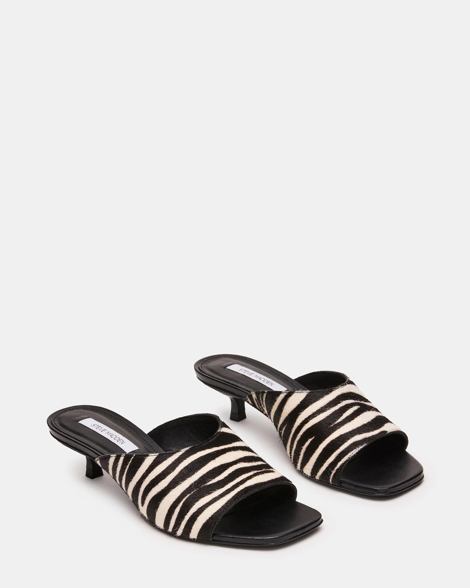 TRINA Zebra Square-Toe Mule Women's Kitten Heel | Steve Madden (US)