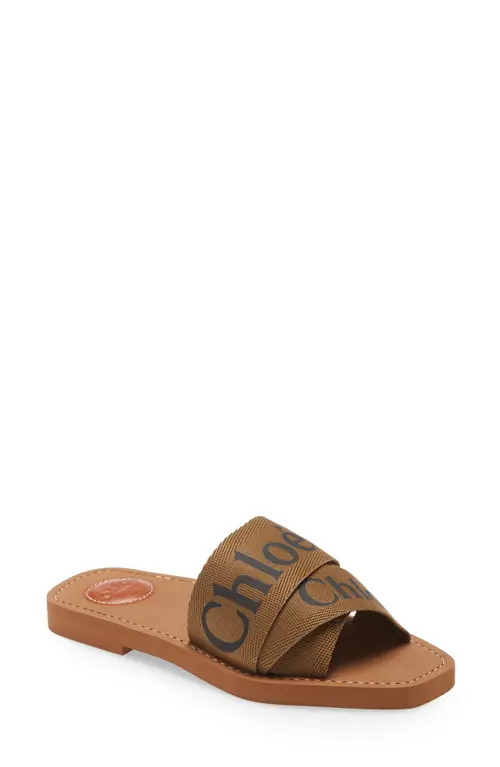 Chloé Logo Slide Sandal in Grove Brown at Nordstrom, Size 9Us | Nordstrom