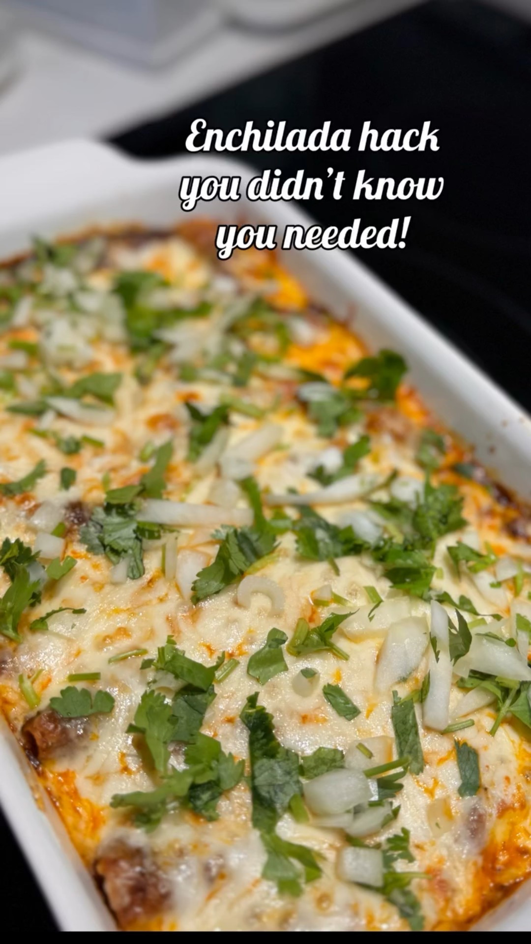 Enchilada hack you didn’t know you needed! 

Skip frying every tortilla, this method is faster, cleaner, and still gives you that crispy finish. 

Just microwave tortillas, fill, roll, brush with oil, bake, sauce, cheese, bake some more and done.

📌 I used birria this time (recipe coming soon), but any filling and sauce work. 

📌If you’ve been eyeing something from my space, it’s probably in my LTK. Bio has it all 

#ovenbaked #enchiladas #birria 
#cookinghack #goya
