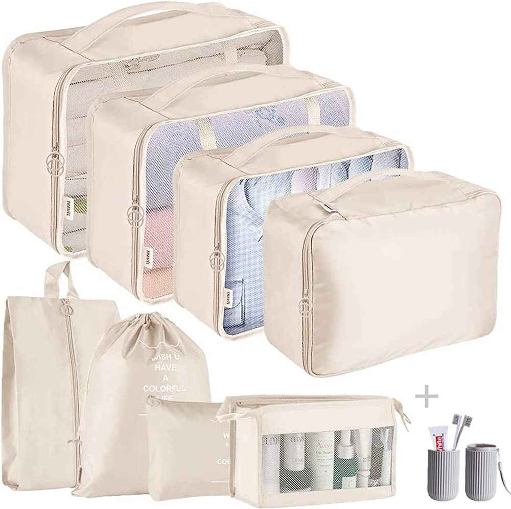 HYan Packing Cubes - 9 PCS Travel Luggage Organizers Set Waterproof Suitcase Organizer Bags Cloth... | Amazon (US)