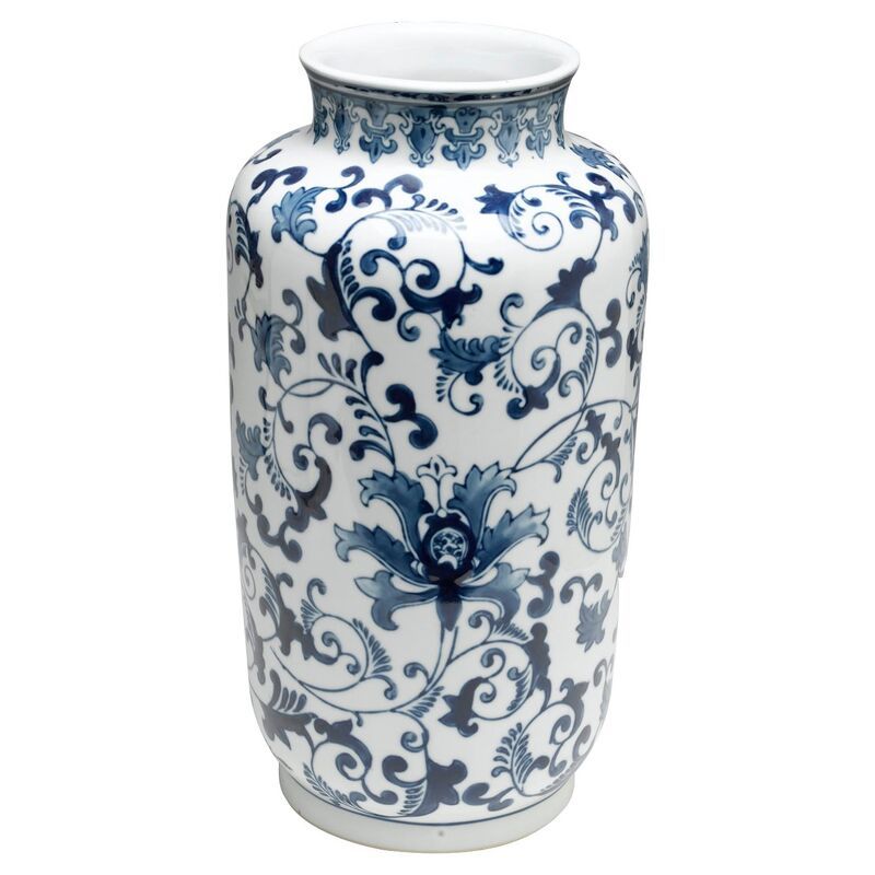 15" Floral Vase, Blue/White | One Kings Lane