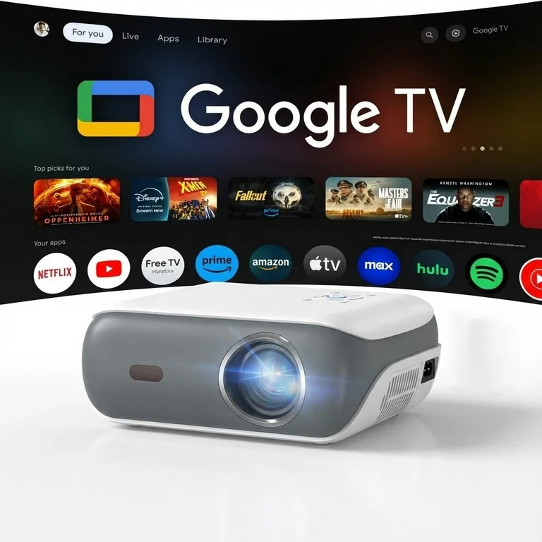 HAPPRUN 4K Supported Google TV Projector,Google Officially Licensed,Dolby Audio,Electric Focus & ... | Walmart (US)