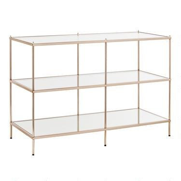Gold Metal and Glass Aurora Console Table with Shelves | World Market