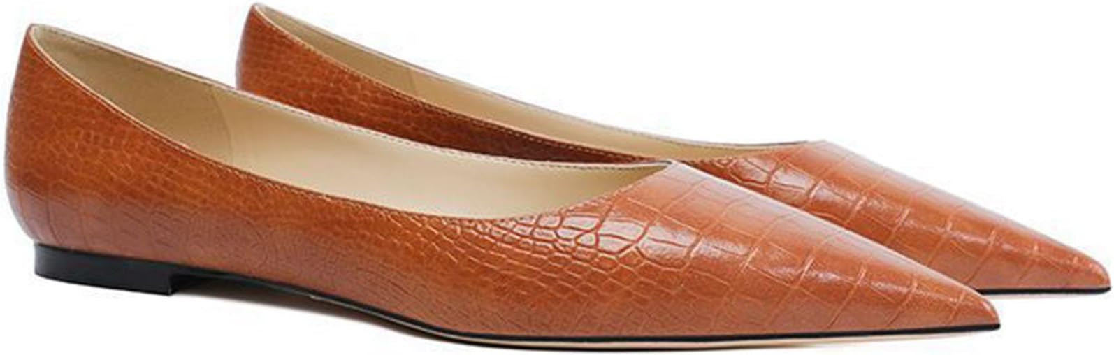 Women's Fashion Patent Leather Pointed Toe Shallow Mouth Flat Shoes Summer Closed Toe Comfort Dre... | Amazon (US)