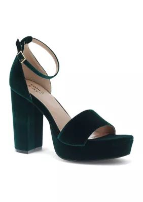 Crown & Ivy™ Jackey Heeled Velvet Sandals | Belk