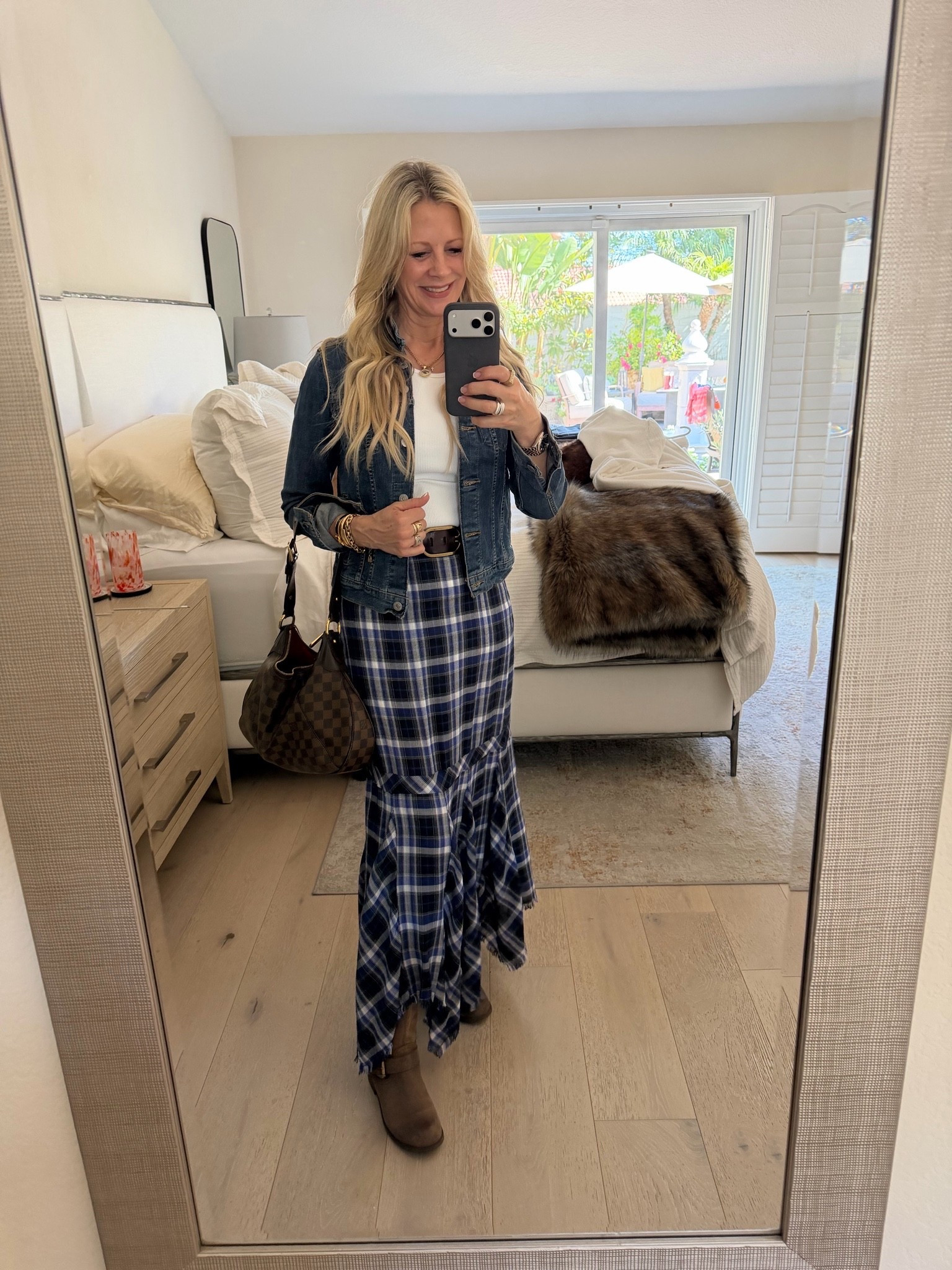 OOTD - Work Theme:  Heritage plaid. Wearing a blue, black and white plaid skirt from Vici.

#LTKdayinmylife #LTKWorkwear #LTKOver40