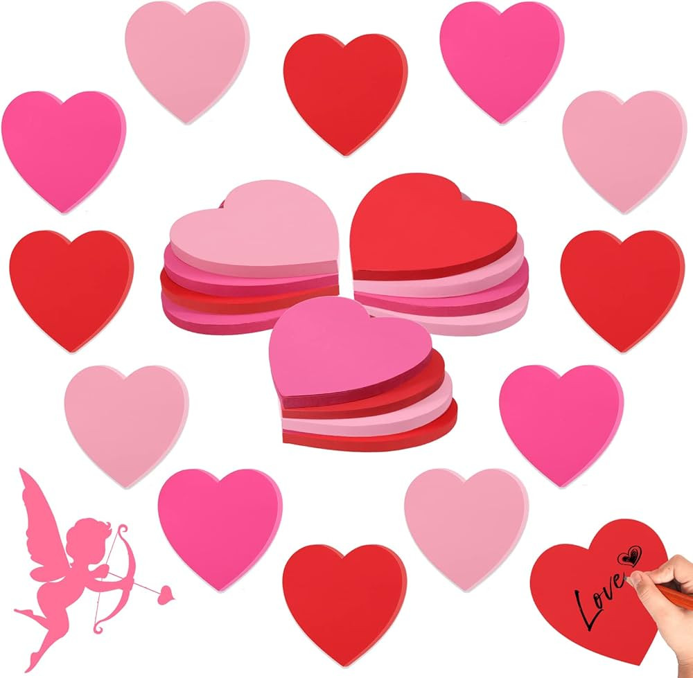 Roowest 600 Sheets Valentines Day Heart Sticky Notes Heart Notepads Heart Post Notes Self Stick N... | Amazon (US)