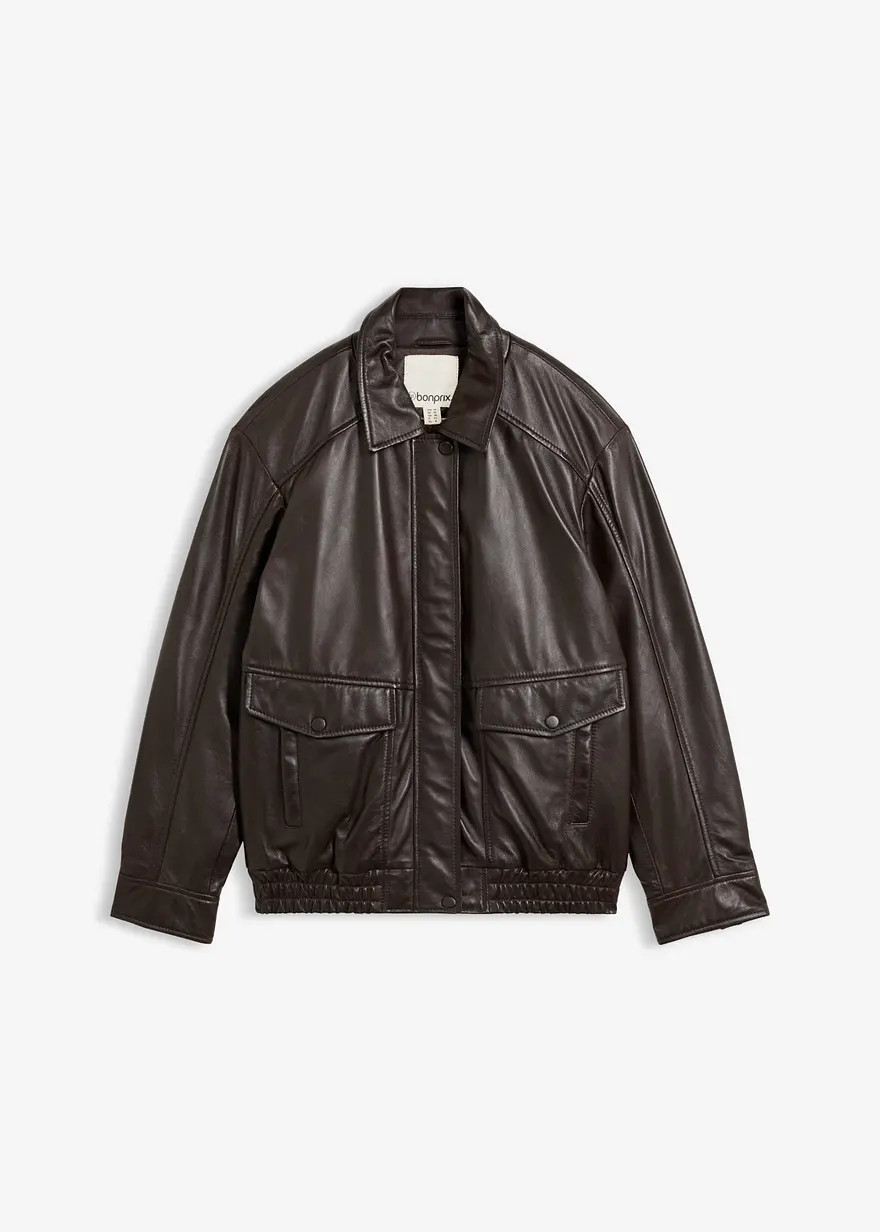 Oversize Leder-Blouson aus Lammnappa | Bonprix DE