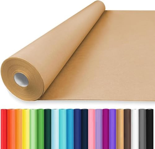 Vanhench 36"x1500"(125') Brown Kraft Paper Roll for Craft Bulletin Board Paper Gift Wrapping Birthday Valentines Art Bouquet Flower Poster Shipping Packing Table Covering Moving Supplies 70GSM 50LB | Amazon (US)