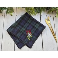 Mistletoe Napkins, Blackwatch Table Runner, Plaid Tablescape | Etsy (US)
