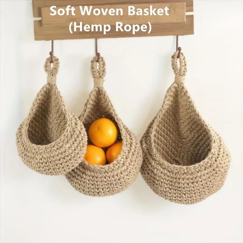 1pc Hanging Fruit Baskets For Kitchen, Boho Jute Teardrop Hanging Basket For Pantry, Potato Garli... | Temu Affiliate Program