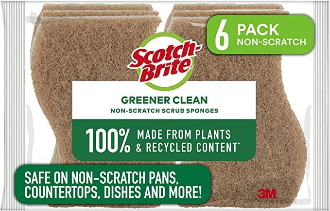 Scotch-Brite Greener Clean Non-Scratch Scrub Sponges, For Washing Dishes and Cleaning Kitchen, 6 ... | Amazon (US)