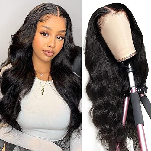 Hedy 10A Glueless Human Hair Wigs for Black Women 180 Density HD Transparent Body Wave Lace Front Wigs Human Hair Pre Plucked with Baby Hair Natural Black(24 Inch) | Amazon (US)