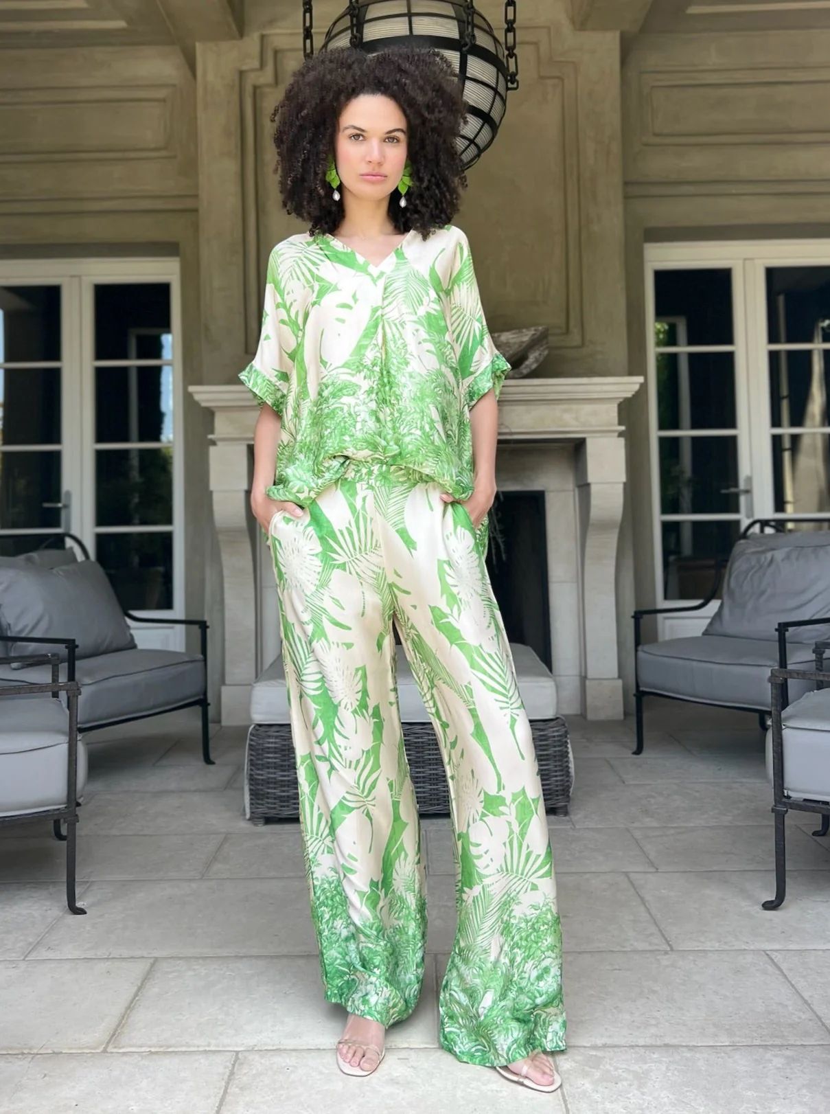 Makayla Jungle Print Pants - Green | Benaar La