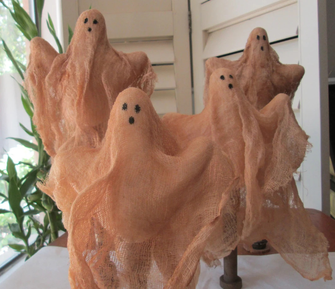 Primitive Halloween Ghosts - Vintage Textile Bobbin  - Ghosts - 10"-13" Ghosts - Halloween Decora... | Etsy (US)