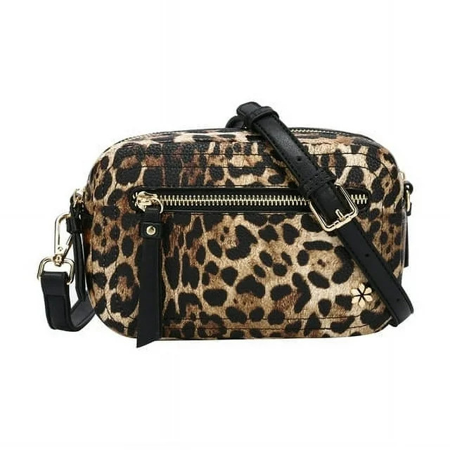 Dual Zipper Cross Body Shoulder Bag - PU Vegan Leather - Leopard | Walmart (US)