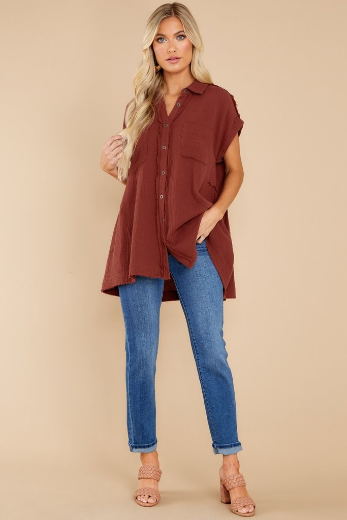 Against All Odds Dark Rust Top | Red Dress 