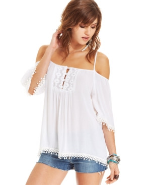 American Rag Lace-Trim Off-the-Shoulder Top | Macys (US)