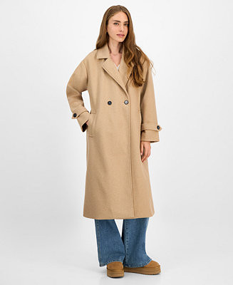 Juniors' Double-Breasted Maxi Coat | Macy's