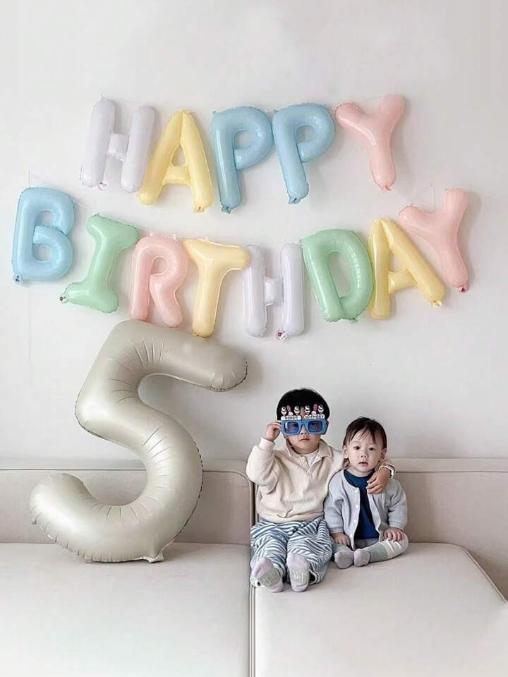 13pcs Macaron Color English Birthday Letter Set, 16-inch Candycolor Happy Birthday Letter Banner ... | SHEIN