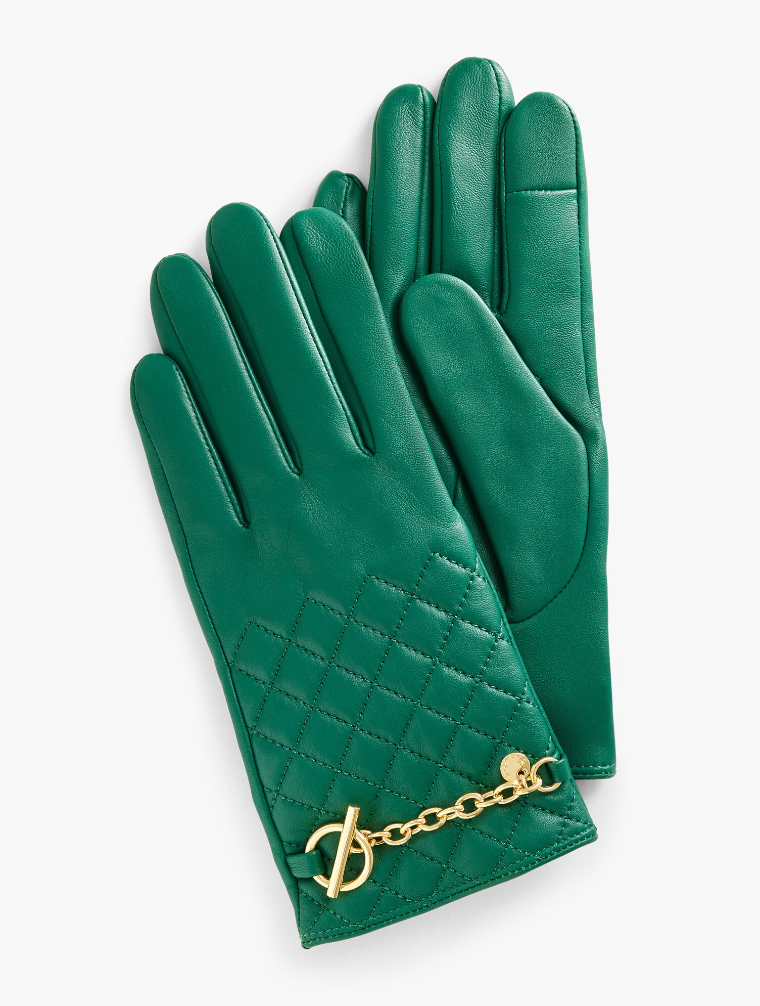 Chain Trim Quilted Leather Gloves | Talbots