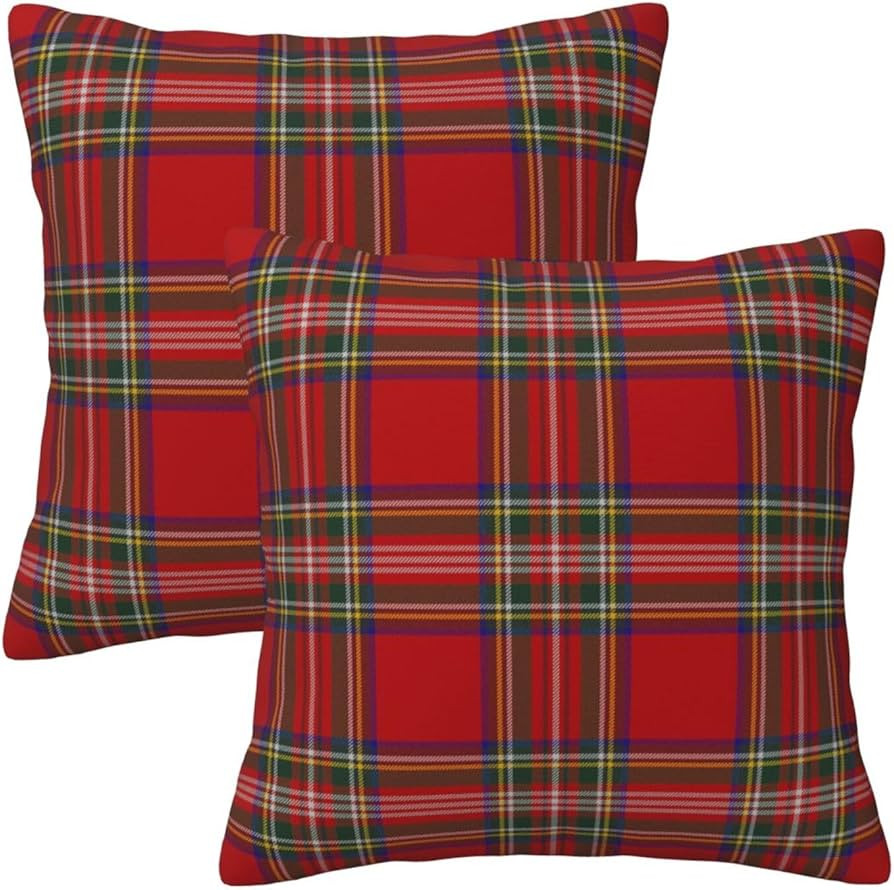 GOOESING Christmas Plaid Pillow Covers 26x26 Inch Set of 2 Scottish Tartan Farmhouse Throw Pillow... | Amazon (US)