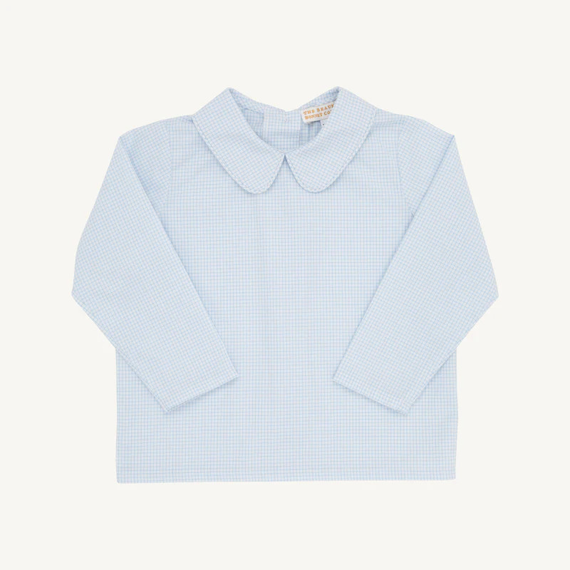 Peter Pan Collar Shirt & Onesie (Long Sleeve Woven) - Barrington Blue | The Beaufort Bonnet Company