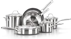 Calphalon 10-Piece Pots and Pans Set, Stainless Steel Kitchen Cookware with Stay-Cool Handles and... | Amazon (US)