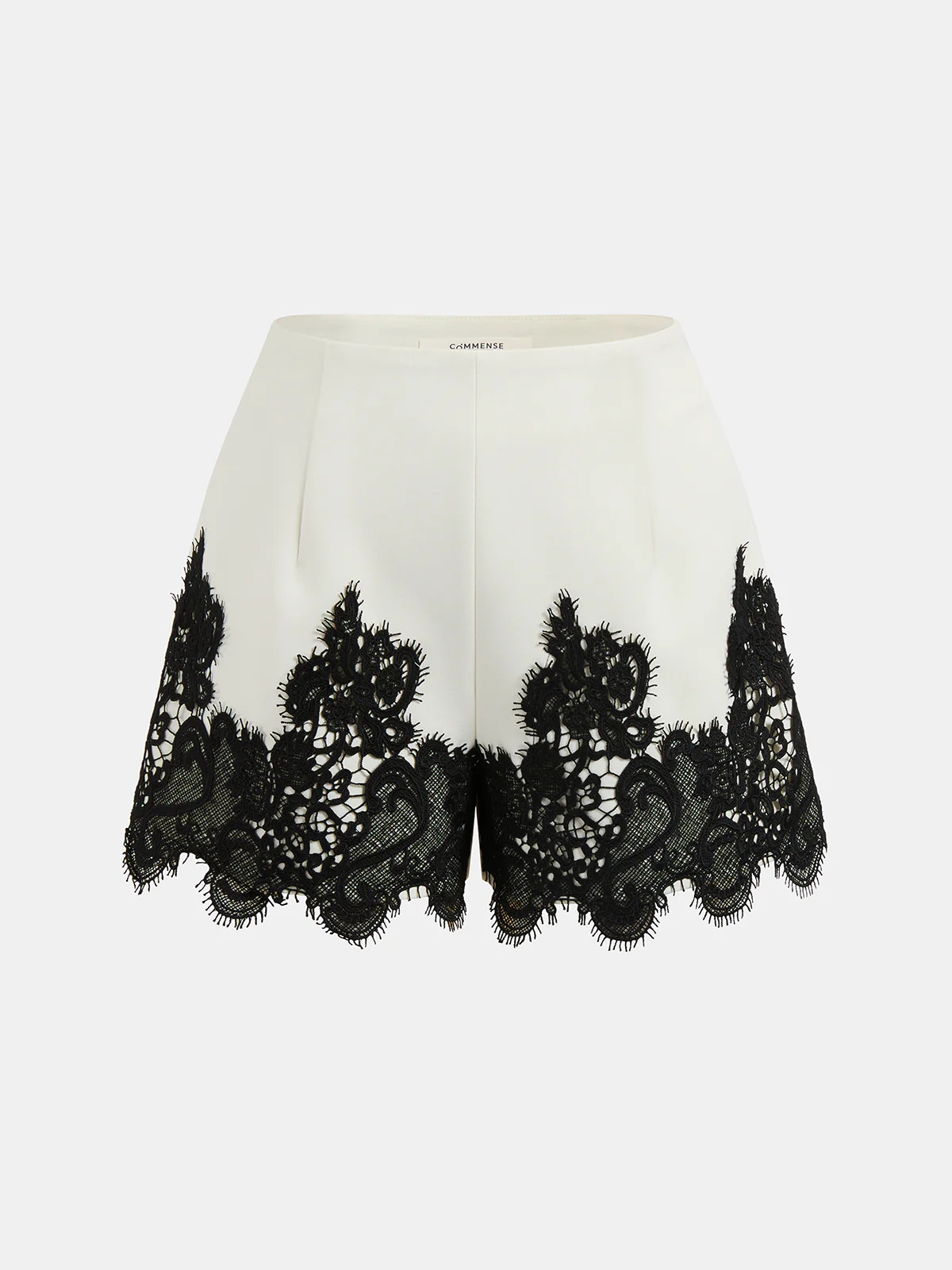 Contrast Lace Trim Mid-Waist Shorts | Commense