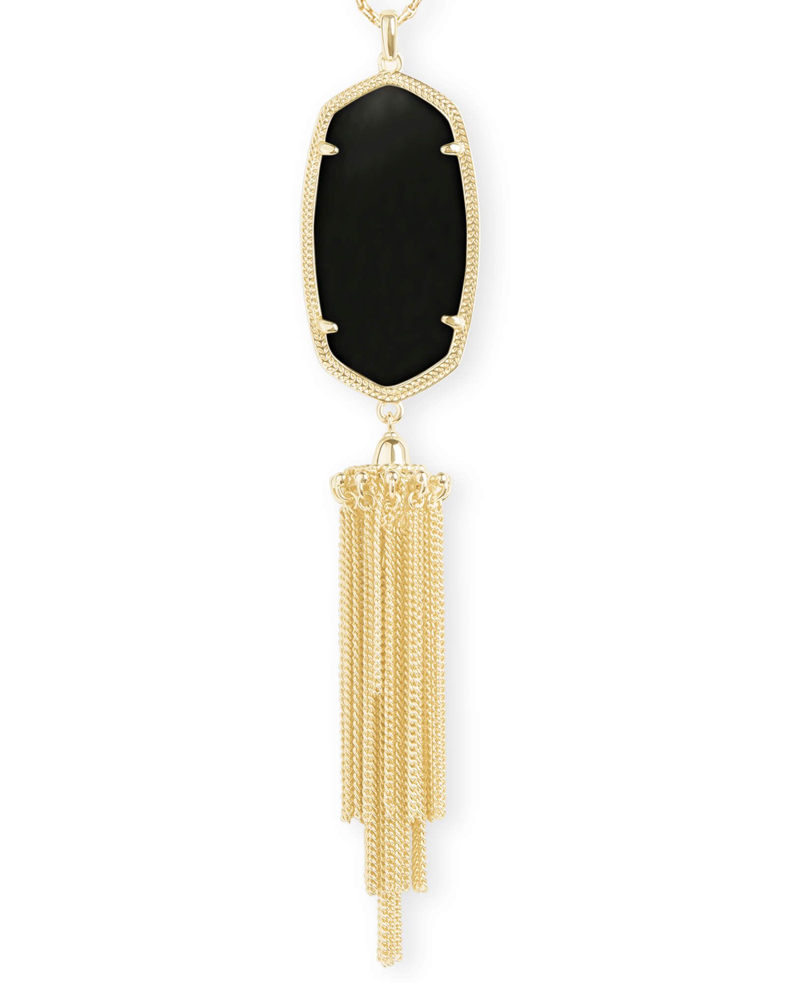 Rayne Gold Long Pendant Necklace in Black | Kendra Scott | Kendra Scott