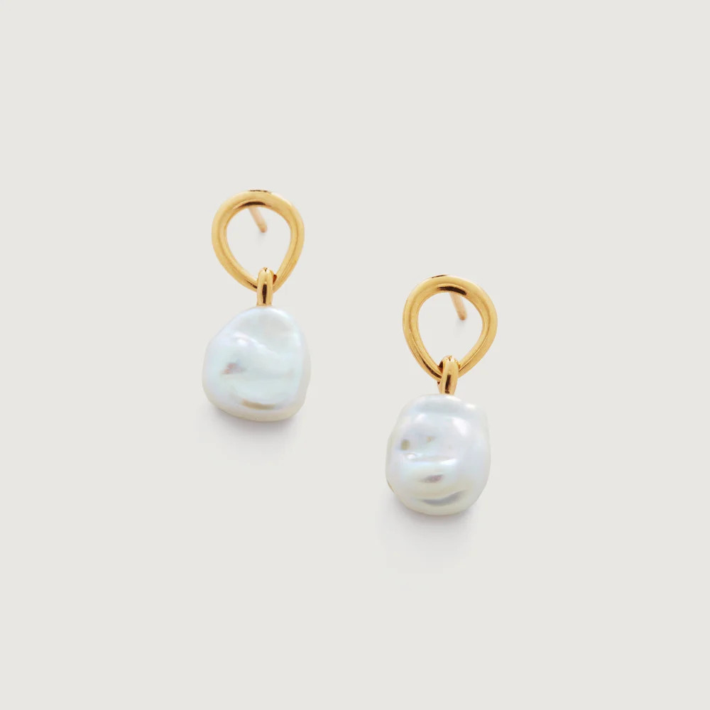 Gold Nura Keshi Pearl Drop Earrings Pearl | Monica Vinader (US)