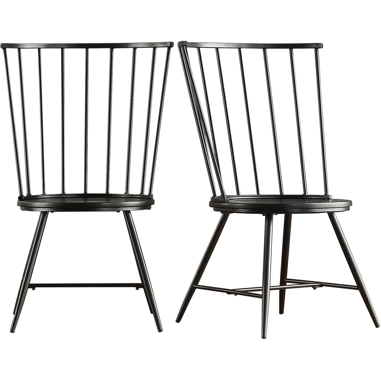 Weston Home Chelsea High Back Metal and Wood Dining Chair, Set of 2, Black | Walmart (US)