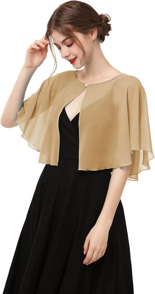 Soft Capelets capes Shawls and Wraps for Dress Chiffon Shrug Wedding Cape Cover Up | Amazon (US)