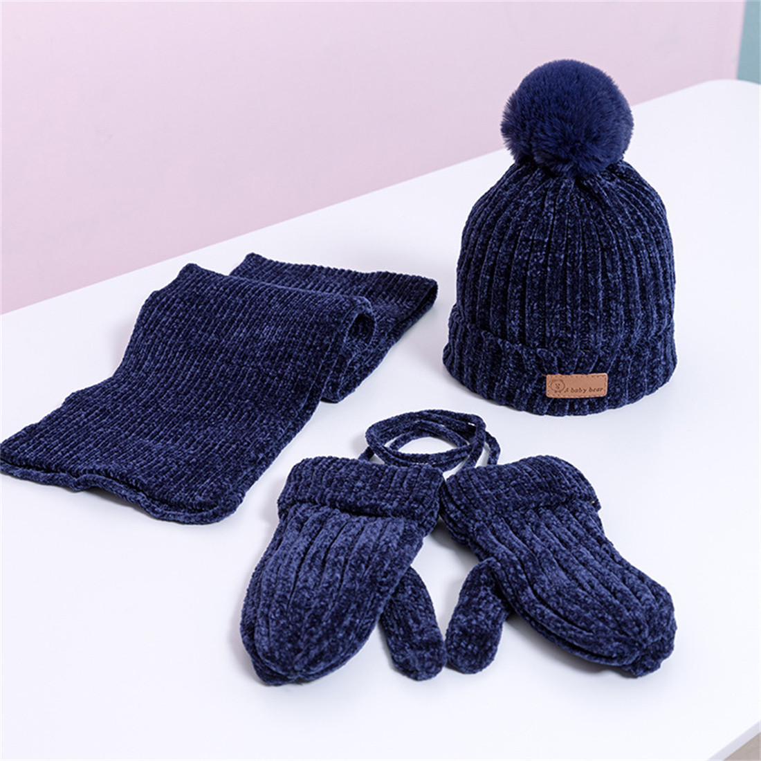 1-5 T Baby Infant Girls Boys Hat Scarf Mittens Set Toddler Kids Fleece Beanie with Pom Pom Glove ... | Walmart (US)