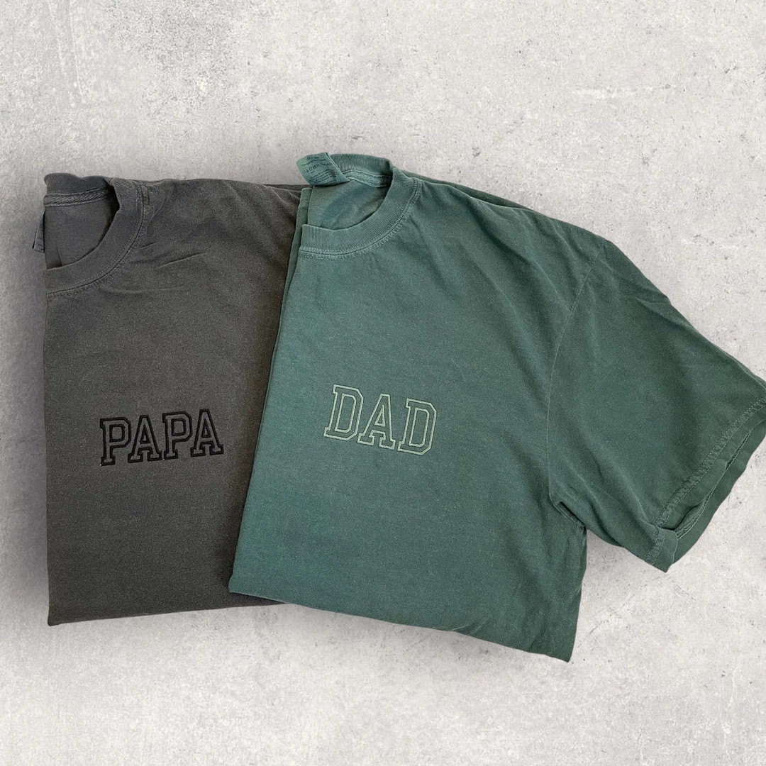 Blocked Embroidered Dad T-shirt // Dad Shirt // Grandpa Shirt // Comfort Colors Embroidered Shirt... | Etsy (US)