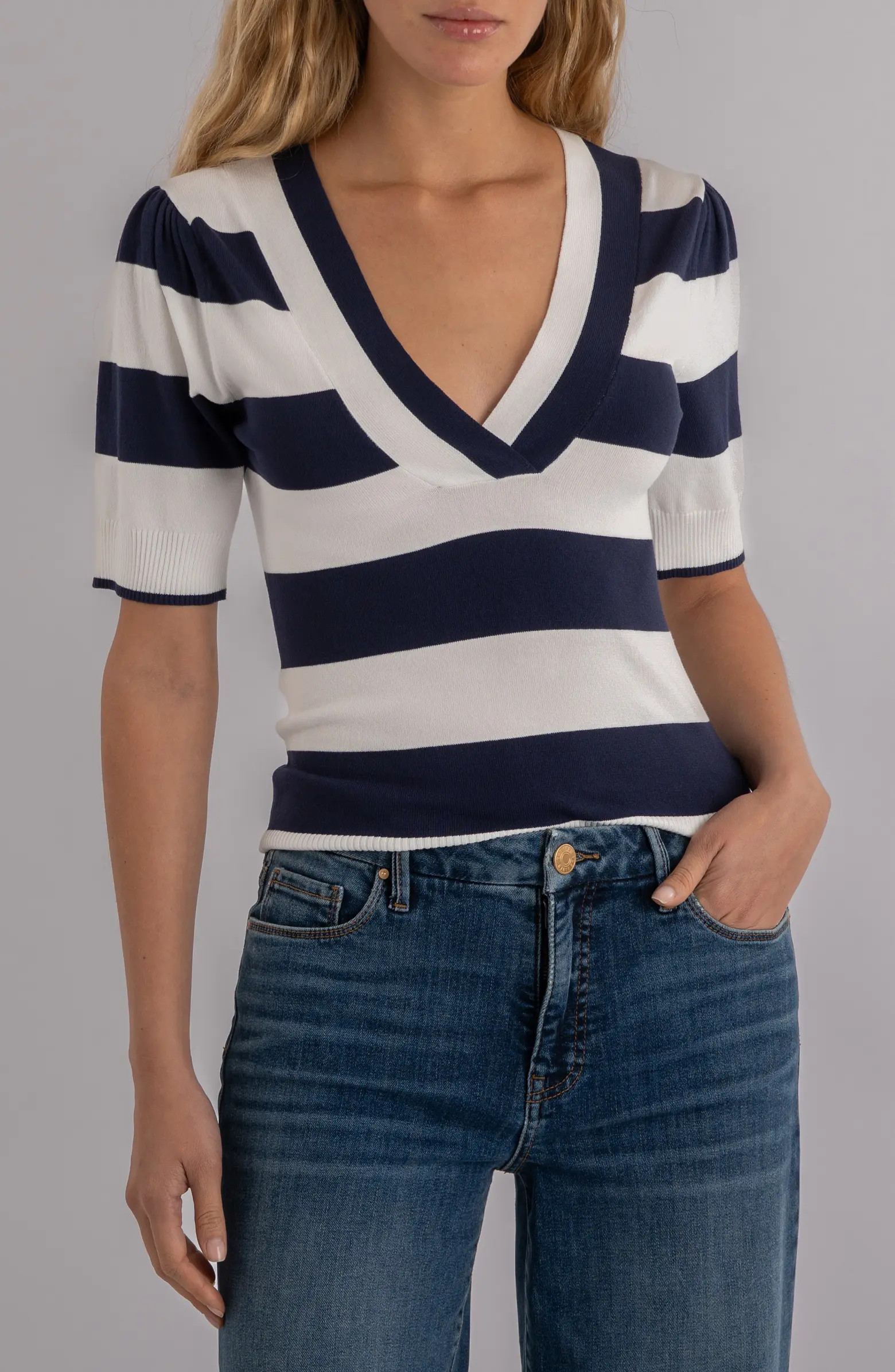 Yona Stripe Puff Sleeve Sweater | Nordstrom