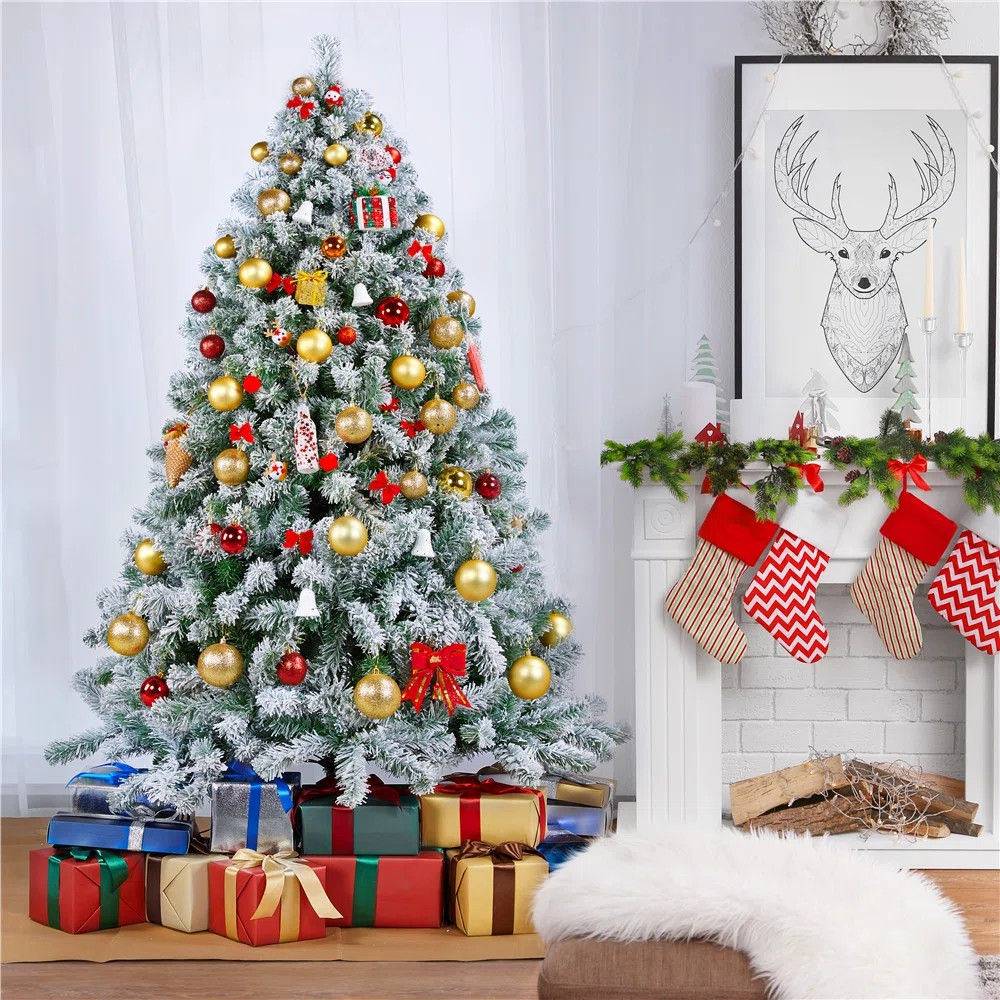 Pre-lit Flocked Artificial Christmas Tree | Wayfair North America