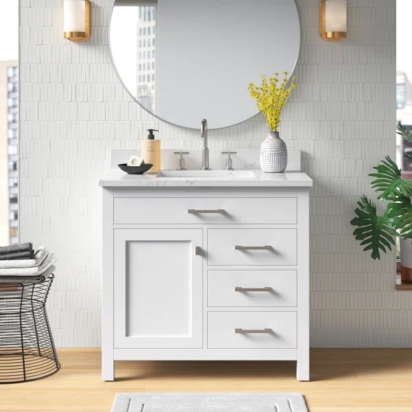 Atencio 36'' Single Bathroom Vanity with Engineered Stone Top | Wayfair North America