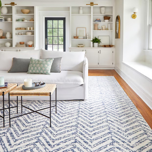 Blue Reverse Herringbone Area Rug | Rugs USA