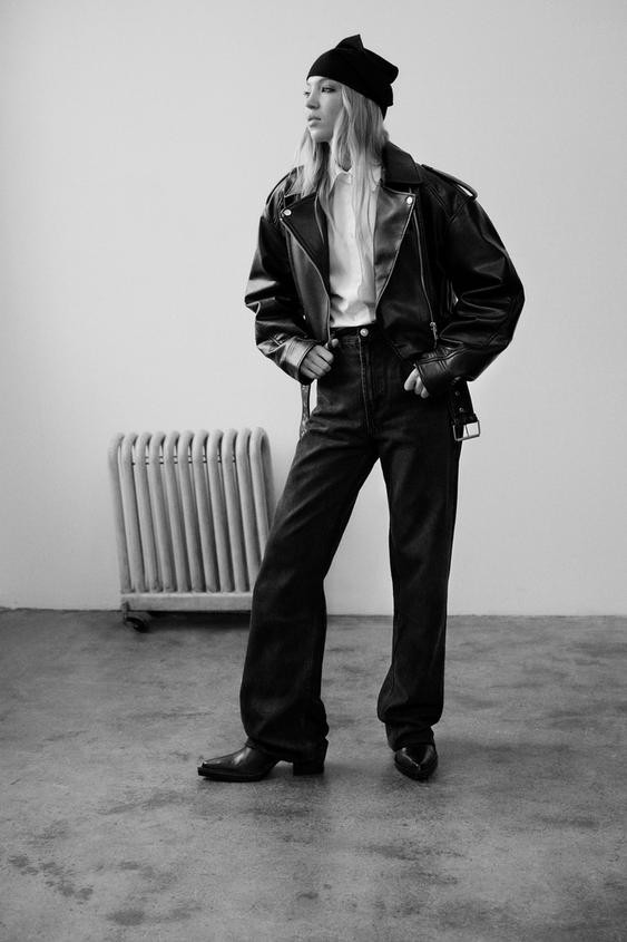 FAUX LEATHER CROP BIKER JACKET | Zara US