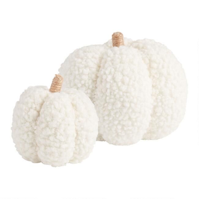 Ivory Boucle Pumpkin Decor | World Market