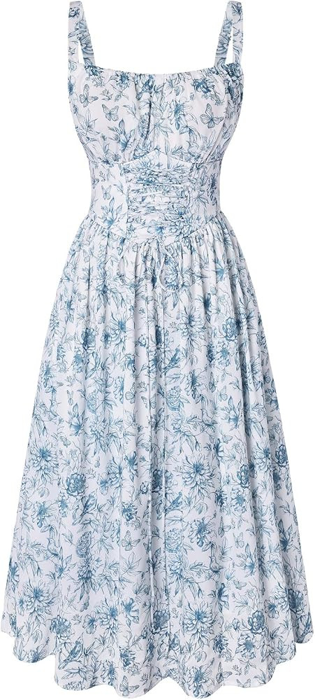 SCARLET DARKNESS Sommerkleid Damen Lang Spaghettitr\u00e4ger Strandkleid \u00c4rmellos Blumendruc... | Amazon (DE)