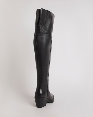 Zena Leather Over The Knee Boots Wide Fit Standard Calf | Simply Be (UK)