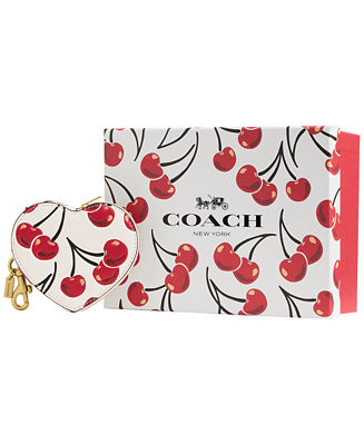 Boxed Cherry Print Leather Heart Coin Purse | Macy's