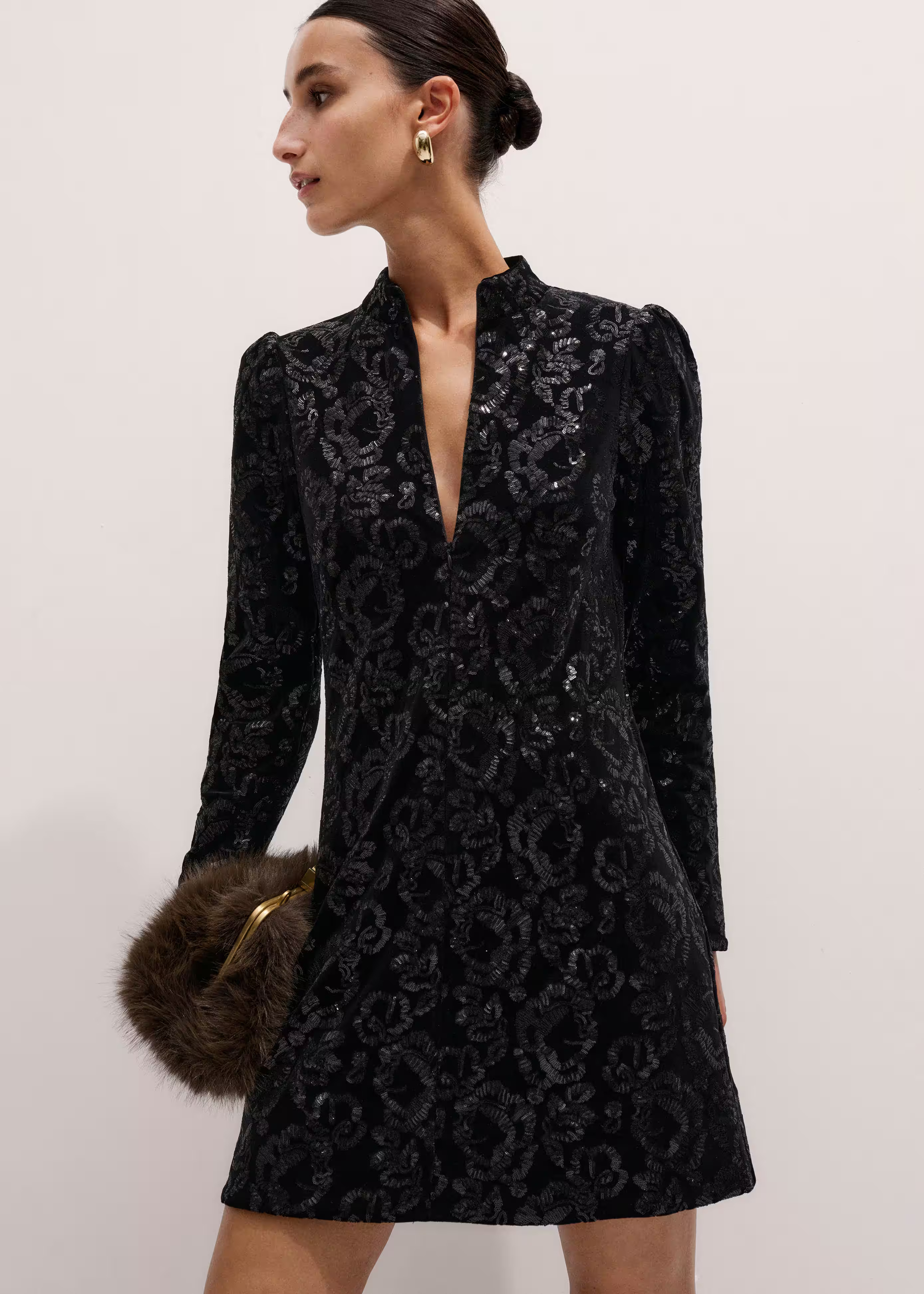 Sequin Mini Dress Sequin Velour | ME+EM US