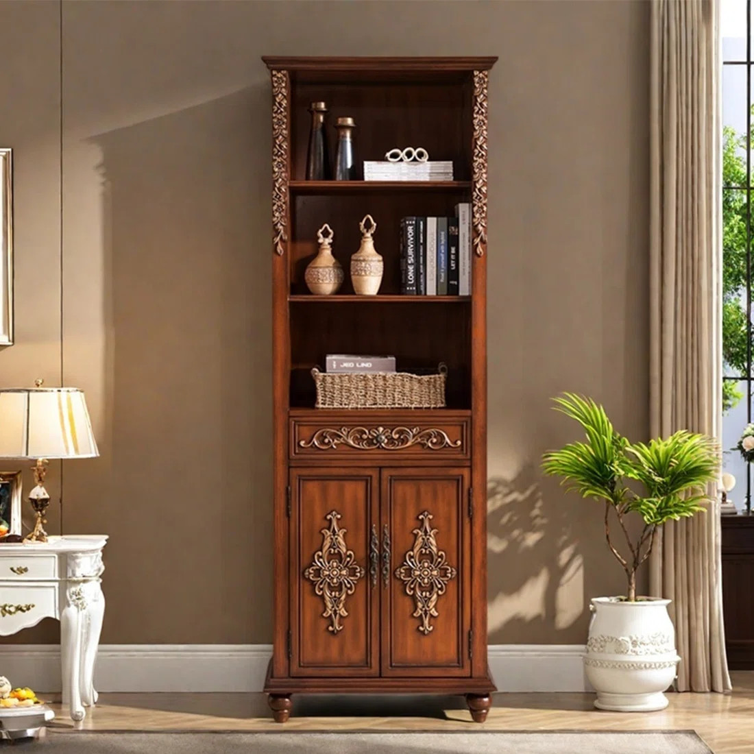 interanest American style multi-functional carved bookcase | Wayfair | Wayfair North America